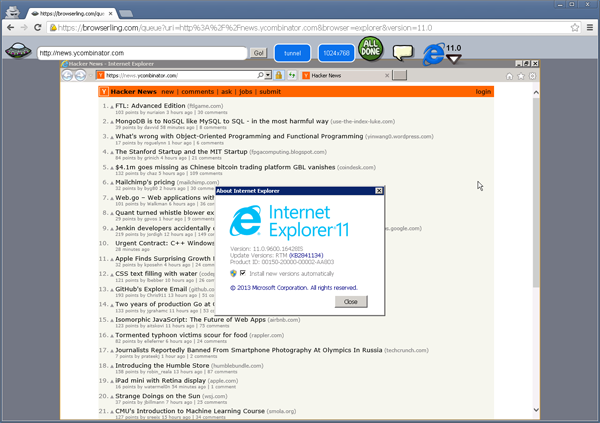 Internet Explorer 11 Browser